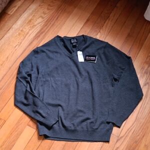 NWT Joseph A. Bank Pima Cotton V-Neck Sweater in Charcoal ■ Size L
